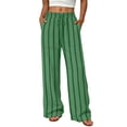 thumbnail image 1 of Hueook Wide Leg Sweatpants Women Strip Striped Ruffle Drawstring Casual Pants with Pockets Green S, 1 of 7