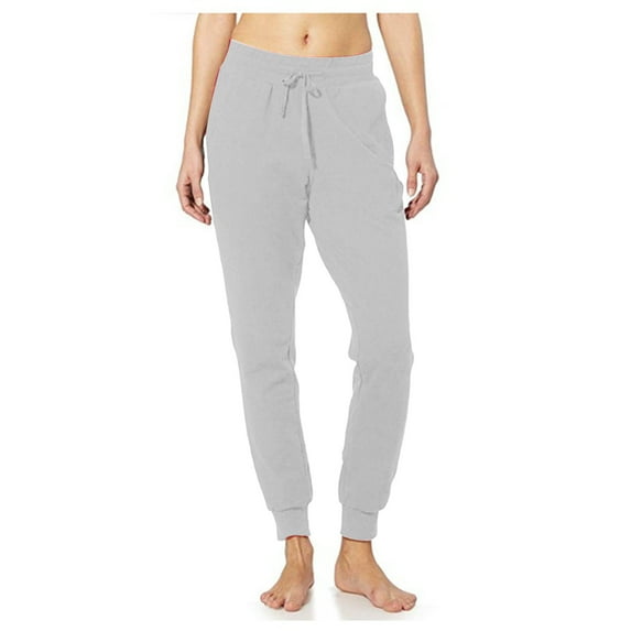 Hueook Wide Leg Women's Yoga Pants Women's Solid Color Drawstring with Pocket Elastic Leggings Jogging Sports Pants Gray XL