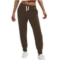thumbnail image 1 of Hueook Wide Leg Womens Pants Casual Sweatpants Women's Solid Color Casual Drawrope Plus Size Pants Running Fitness Leg Sweatpants Brown L, 1 of 7