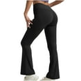 thumbnail image 1 of Hueook Leggings for Women Long Solid Color Hip Lift Fitness High Waist Elastic Exercise Yoga Pants Black L, 1 of 4