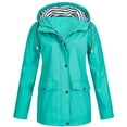 thumbnail image 1 of Hueook Windbreaker Jacket Women Long Hooded Active Rain Jacket Outdoor Plus Size Hooded Raincoat Windproof Green 4X, 1 of 3