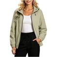 thumbnail image 1 of Hueook Windbreaker Jacket for Women Zip Up Hooded Lightweight Coat with Pockets Casual Outdoor Running Jacket Green S, 1 of 7