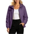 thumbnail image 1 of Hueook Windbreaker Jacket for Women Zip Up Hooded Lightweight Coat with Pockets Casual Outdoor Running Jacket Purple M, 1 of 7