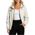 thumbnail image 1 of Hueook Windbreaker Jacket for Women Zip Up Hooded Lightweight Coat with Pockets Casual Outdoor Running Jacket White 2X, 1 of 7