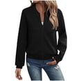 thumbnail image 1 of Hueook Winter Coats for Women Casual Solid Pocket Long Sleeved Zipper Jacket Top Jacket Black L, 1 of 8