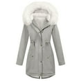 thumbnail image 1 of Hueook Winter Coats for Women Parkas Women's Casual Loose-fitting Winter Warm Parka with Fleece Lining Drawstring YThickened Windproof Gray L, 1 of 9
