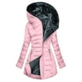 thumbnail image 1 of Hueook Winter Coats for Women's Solid Color Long-sleeved Hooded Fashion Padded Jacket Pink M, 1 of 8