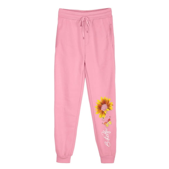 Hueook Winter Cotton Pants for Women Women Casual Trousers and Trousers Plus Velvet Running Fitness Sports Pants Pink L