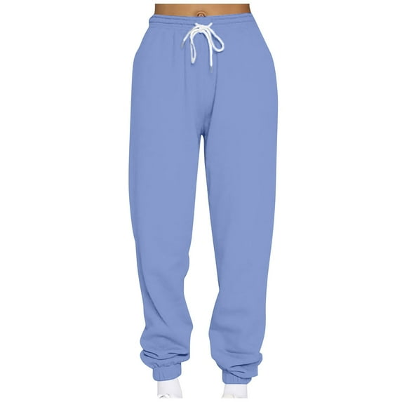 Hueook Winter Cotton Sweatpants Women Women's Casual Loose Sports Sweatpants Ankle Trousers Gradient Fleece Pants Blue M