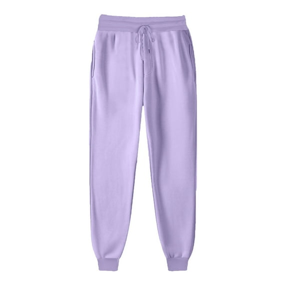 Hueook Winter Elastic Waist Pants for Women Women Casual Trousers and Trousers Plus Velvet Running Fitness Sports Pants Purple S