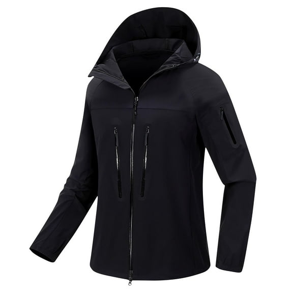 Hueook Winter Jackets for Women Breathable Waterproof Sunscreen Outdoor Jacket Black 3X