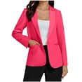 thumbnail image 1 of Hueook Winter Jackets for Women Fashion Solid Pocket Button Suit Coat Long Sleeve Pocket Casual Coat/Jacket Hot Pink XL, 1 of 6