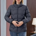 thumbnail image 1 of Hueook Winter Jackets for Women Womens Trench Coat Women's Fashion Short Puffy Zip-Up Jacket with Stand Collar and Pockets Black XS, 1 of 6