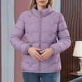 thumbnail image 1 of Hueook Winter Jackets for Women Womens Trench Coat Women's Fashion Short Puffy Zip-Up Jacket with Stand Collar and Pockets Purple 3X, 1 of 6