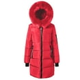 thumbnail image 1 of Hueook Winter Jackets for Womens Trench Coat Women's Winter Down Jacket with Hood Waist and To Overcome Outer Long Sleeve LongCoats Red 2X, 1 of 6
