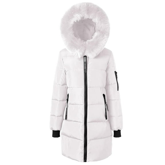Hueook Winter Jackets for Womens Trench Coat Women's Winter Down Jacket with Hood Waist and To Overcome Outer Long Sleeve LongCoats White 2X