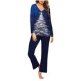 thumbnail image 1 of Hueook Winter Pajamas for Women Pajamas Sets Clearance Women Christmas Printed V-neck Casual Long Top Pants Pajama Set Multicolor 3X, 1 of 4