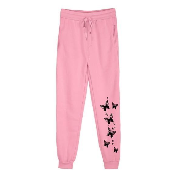 Hueook Winter Stretchy Work Pants for Women Women Casual Trousers and Trousers Plus Velvet Running Fitness Sports Pants Pink L