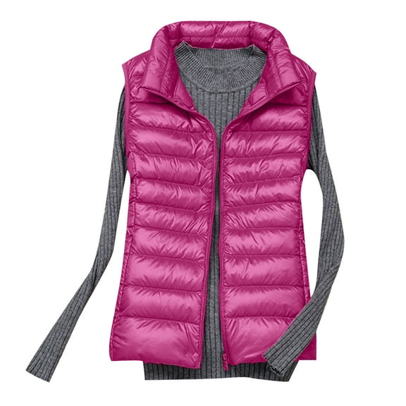 Hueook Winter Vest for Women Lightweight Warm Winter Coats Polar Soft Vests Outerwear with Zip Up Pockets Sleeveless Jacket for Winter 50% Off Clearance