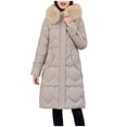 thumbnail image 1 of Hueook Winter Warm Down Jackets for women Plus Size Zip Up Casual Winter Mid-length Windproof with Pockets Quilted Puffer Thin Jacket Coat Outwear Tops, 1 of 4