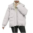 thumbnail image 1 of Hueook Winter Warm Down Jackets for women Plus Size Zip Up Casual Winter Mid-length Windproof with Pockets Quilted Puffer Thin Jacket Coat Outwear Tops, 1 of 6
