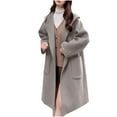 thumbnail image 1 of Hueook Winter Womens Warm Coat Hooded Jacket Women's Casual Hooded Solid Wool Coat Long Sleeve Hooded Casual Coat/jacket Khaki XL, 1 of 5