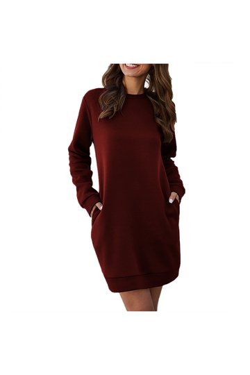 fall dresses for women long sleeve Maxi Sweater Dress with Pockets main image 1