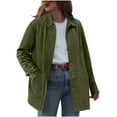thumbnail image 1 of Hueook Women Jacket Women's Faux Suede Jacket Long Sleeve Button-Up Winter Coat Short Sleeve Outerwear Green 2X, 1 of 7