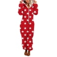 thumbnail image 1 of Hueook Women Pants Tall Pants Jumpsuits Women Long Sleeve Hooded Jumpsuit Pajamas Casual Winter Warm Rompe Sleepwear Red 2X, 1 of 5
