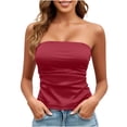 thumbnail image 1 of Hueook Women Tank Tops Open Back Tops Women's Solid Color Trendyable Trend Chest Hugging Backless Strapless Tops Red XL, 1 of 8