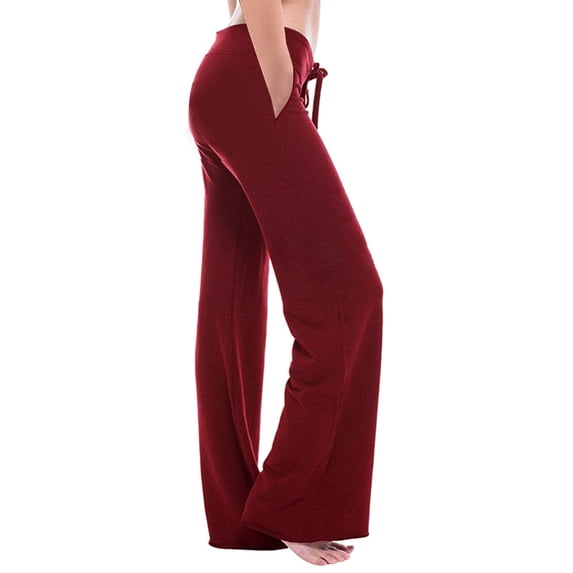 Hueook Women Workout Out Leggings Stretch Waist Button Pocket Yoga Gym Loose Pants Red 4X