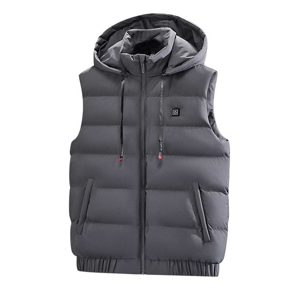 Hueook Women's Heated Vest Heated Vests For Men Men's 9 Smart Heating Jacket Charging Smart USB Carbon Fiber Heating Warm Hooded Men's and Women's Same Jacket Coat Gray M