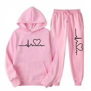 Hueook Women's Outfits Activewear Jogger Casual Tracksuit for women Hoodies Sweatshirt + Pants Sets Sports Wear Leisure Lounge Wear With Pocket