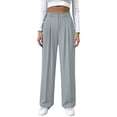 thumbnail image 1 of Hueook Women's Solid Color Dress Pants Double Pocket Fitness and Casual Suit Office Pants Gray 2X, 1 of 9