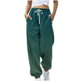 thumbnail image 1 of Hueook Women's Sweatpants Barrel Pants Women Gradient Fashion Sports Loose Casual Wide Leg Drawstring Pocket Sweatpants Long Pants Green M, 1 of 5