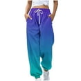 thumbnail image 1 of Hueook Women's Sweatpants Barrel Pants Women Gradient Fashion Sports Loose Casual Wide Leg Drawstring Pocket Sweatpants Long Pants Mint Green XL, 1 of 5