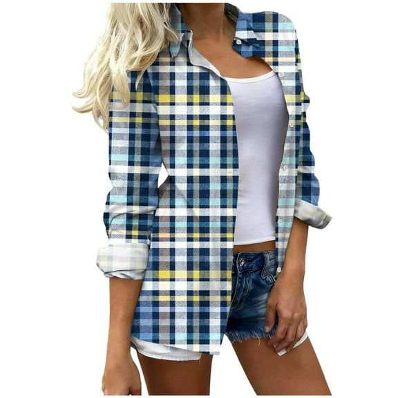 Hueook Women's Tops Blouse Business Casual Work Shirts for Women Loose Long Sleeve Shirts Multicolor M