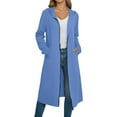 thumbnail image 1 of Hueook Women's Winter Coat Quilted Winter Jacket Women's Classic Longline Hooded Cardigan In Soft Fabric Featuring Side Pockets and An Open Front Light Blue M, 1 of 6