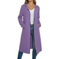thumbnail image 1 of Hueook Women's Winter Coat Quilted Winter Jacket Women's Classic Longline Hooded Cardigan In Soft Fabric Featuring Side Pockets and An Open Front Purple M, 1 of 6