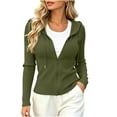 thumbnail image 1 of Hueook Womens Athletic Jacket with Hood Track Winter Long Sleeve Hooded Drawstring Zipper Cardigan Slim Comfy Casual Army Green XL, 1 of 7