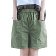 thumbnail image 1 of Hueook Womens Bermuda Shorts Loose Shorts Ladies' Casual Loose Elastic Waist Shorts Green 2X, 1 of 6