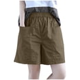 thumbnail image 1 of Hueook Womens Bermuda Shorts Loose Shorts Ladies' Casual Loose Elastic Waist Shorts Khaki 4X, 1 of 7