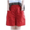 thumbnail image 1 of Hueook Womens Bermuda Shorts Loose Shorts Ladies' Casual Loose Elastic Waist Shorts Red L, 1 of 6