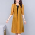 thumbnail image 1 of Hueook Womens Cardigan Women's Transparent Sunscreen Shirt Cardigan Yellow 2X, 1 of 3
