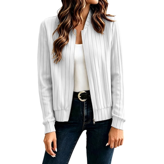 Hueook Womens Cropped Jacket Zip Up Lightweight Oversized Utility Anorak Coat Textured Ladies Spring Casual Long Sleeve Zipper Jacket Coat White XL