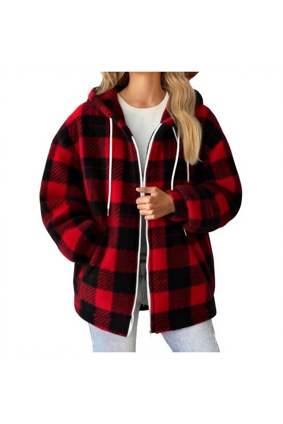 Womens Fall Jackets Women's Fall and Winter Straight Cardigan Button Pocket Coat Red S