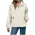 thumbnail image 1 of Hueook Womens Fleece Jacket Rainproof Jacket for Women Waterproof and Zipper Jacket Long Sleeve Hooded Jacket Raincoat Jacket with Pockets White M, 1 of 8