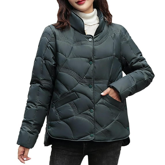 Hueook Womens Fleece Jacket Womens Coats and Jackets Women's Casual Colored Long-sleeved Capless Jacket Green 2X