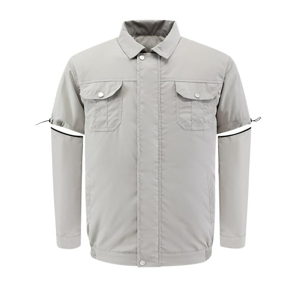 Hueook Womens Heated Jacket Heated Jackets for Men Men Conditioning Clothing Fan USB Charging Heatstroke Prevention Detachable Sleeve Hoodless Outwear Blouse Gray M