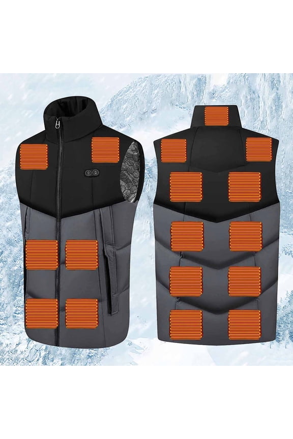 Womens Heated Vest Unisex Zipper Press 2 Control 17 Heating Jacket Heated USB Charging Version Gray 4X